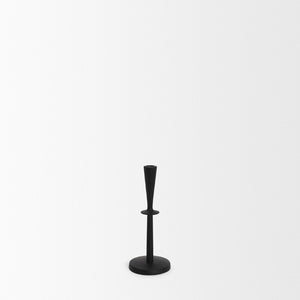 Mercana Qwin Elegant Cast Aluminum Candle Holder for Timeless Centerpieces and Modern Decor Enhancements Matte Black | Short 70716