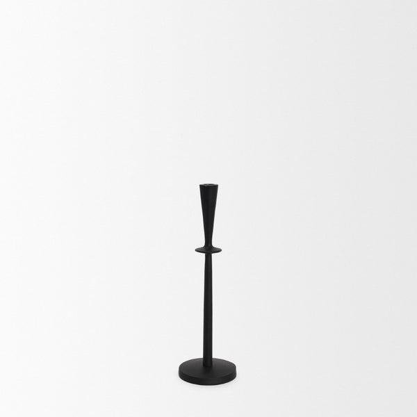 Mercana Qwin Elegant Cast Aluminum Candle Holder for Timeless Centerpieces and Modern Decor Enhancements Matte Black | Tall 70718