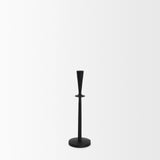 Qwin Matte Black Cast Aluminum Tall Candle Holder 70718 Mercana