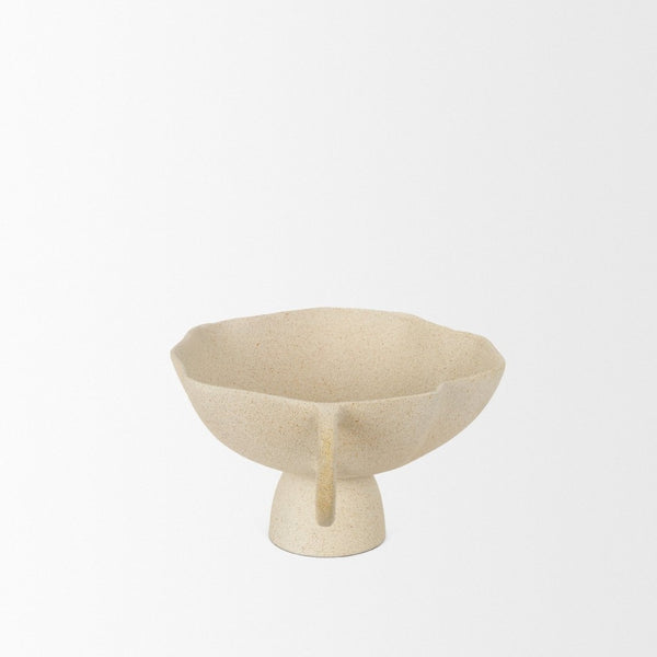 Mercana Radka Textured Decorative Bowl - Sculptural Cast Aluminum Accent for Tabletop or Shelf Decor Beige | Small 70721