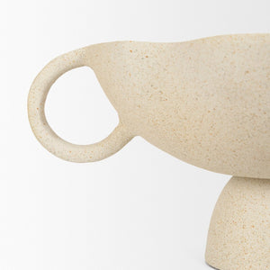 Mercana Radka Textured Decorative Bowl - Sculptural Cast Aluminum Accent for Tabletop or Shelf Decor Beige | Small 70721