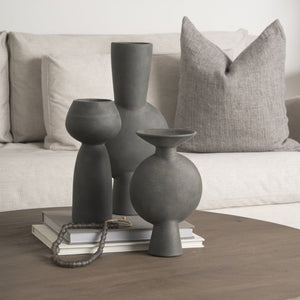 Mercana Kaz Sculptural Ceramic Vase with Textured Matte Finish - Modern Home Décor for Any Space Earthy Brown Ceramic |  11.2H 69810