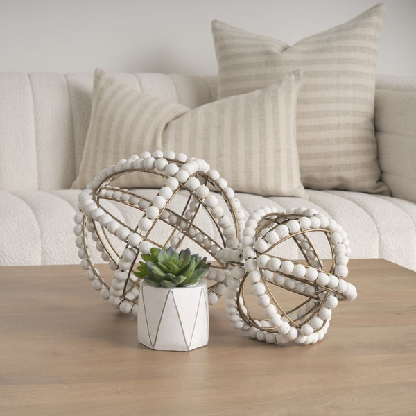 Mercana Espanlade Sculptural Wooden Beaded Orb - Artisanal Accent for Modern and Boho Home Decor Styles 68676