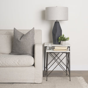 Mercana Lorlei Elegant Marble Top End Table with Crisscross Metal Base for Modern Living Room Décor 69247-AB
