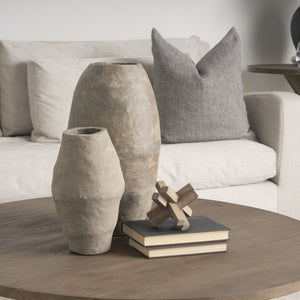 Mercana Rundal Artisanal Paper-Mâché Vase - Unique Eco-Friendly Home Accent for Minimalist Interiors Gray Paper Mache | Small 70208