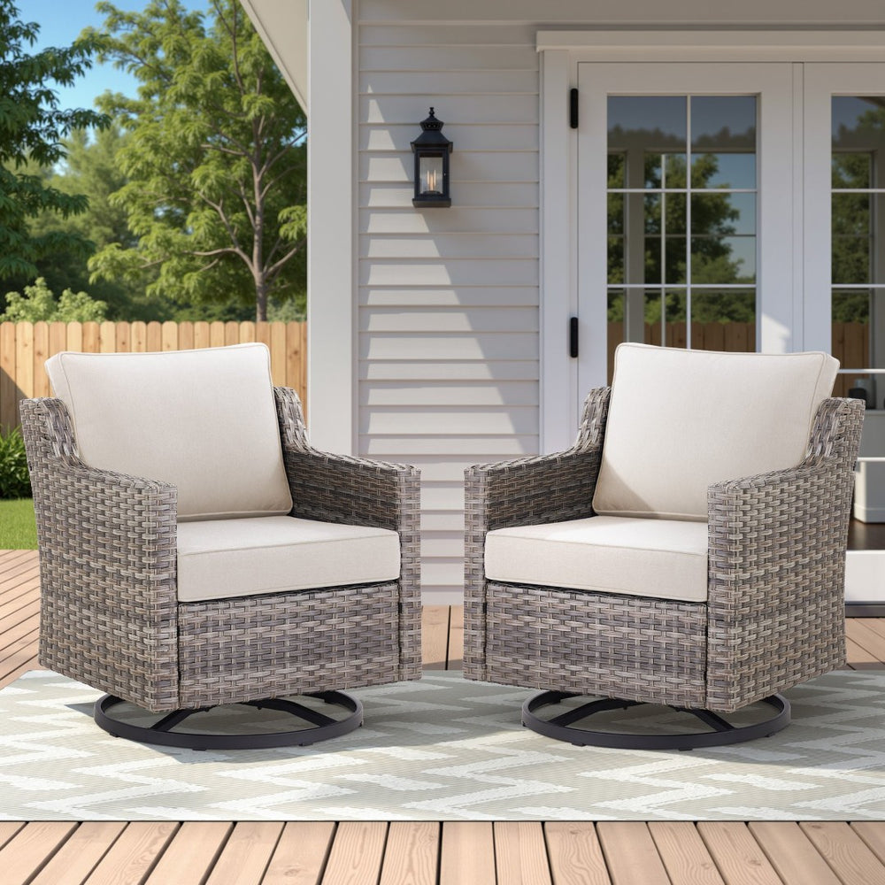 English Elm 73.2" Outdoor Handwoven Rattan 3 Seat Sofa with Olefin Cushions for Porch or Patio Beige T3773P416341
