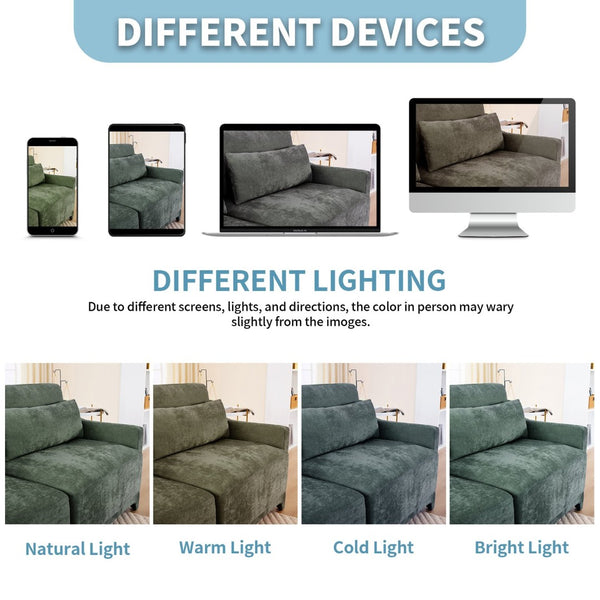 English Elm Three-Seater Sofa Set With 3 Movable Ottomans, Ergonomic Design, Chenille Fabric, Green Comfort W714S01219-GIGA
