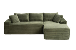 English Elm 106.3" Jumbo Corduroy L-shaped Sectional Deep Seat Sofa for Modern Living Rooms W5515S00033