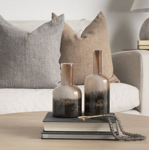 Mercana Marans Sculptural Glass Vase with Unique Swirls - Elegant Home Decor for Fresh or Dried Botanicals Amber | Multi-color | Tall 70354