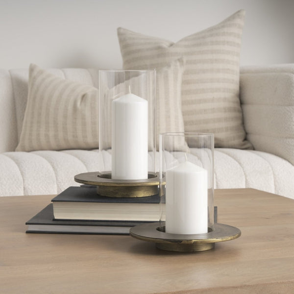 Mercana Vivian Elegant Hand-Painted Glass Hurricane Candle Holders Set for Stylish Home Decor & Events 70539