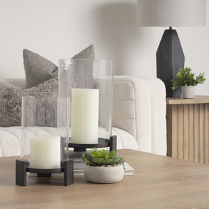 Mercana Price Elegant Metal and Glass Hurricane Candle Holder for Stunning Tabletop Ambiance and Decor 70676