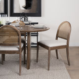 Mercana Elle Rounded Caneback Medium Brown Wood W/ Oatmeal Fabric Dining Chair 70411