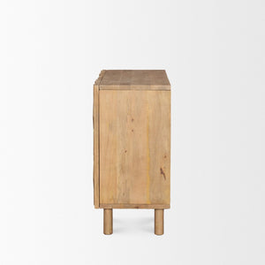 Mercana Heera Accent Cabinet with Diamond Motif Doors – Stylish Solid Wood Storage for Any Room Light Brown 70643