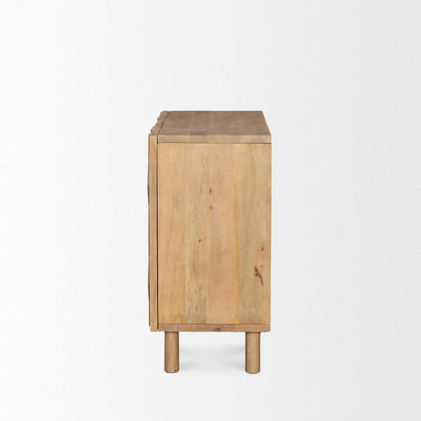 Mercana Heera Accent Cabinet with Diamond Motif Doors – Stylish Solid Wood Storage for Any Room Light Brown 70643