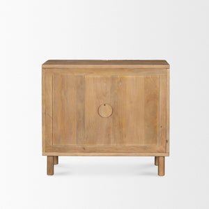 Mercana Heera Accent Cabinet with Diamond Motif Doors – Stylish Solid Wood Storage for Any Room Light Brown 70643