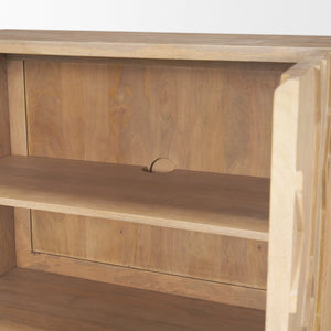 Mercana Heera Accent Cabinet with Diamond Motif Doors – Stylish Solid Wood Storage for Any Room Light Brown 70643