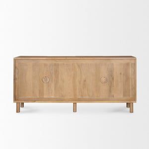Mercana Heera Sideboard with Artisanal CNC-Carved Diamond Motif for Elegant Storage and Display Solutions Light Brown 70644