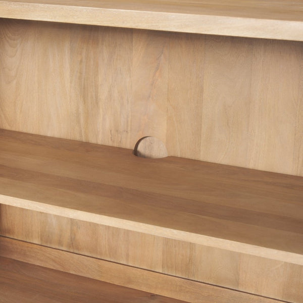 Mercana Heera Sideboard with Artisanal CNC-Carved Diamond Motif for Elegant Storage and Display Solutions Light Brown 70644