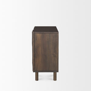 Mercana Heera Accent Cabinet with Diamond Motif Doors – Stylish Solid Wood Storage for Any Room Dark Brown 70645