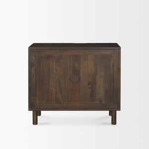 Mercana Heera Accent Cabinet with Diamond Motif Doors – Stylish Solid Wood Storage for Any Room Dark Brown 70645