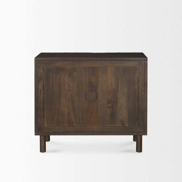 Mercana Heera Accent Cabinet with Diamond Motif Doors – Stylish Solid Wood Storage for Any Room Dark Brown 70645