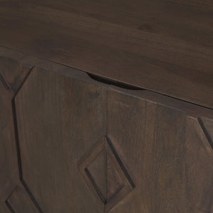 Mercana Heera Accent Cabinet with Diamond Motif Doors – Stylish Solid Wood Storage for Any Room Dark Brown 70645