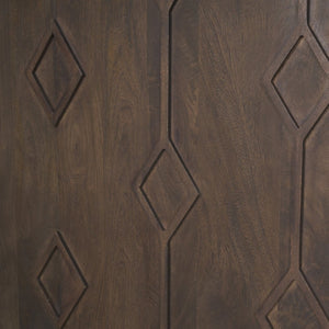 Mercana Heera Accent Cabinet with Diamond Motif Doors – Stylish Solid Wood Storage for Any Room Dark Brown 70645