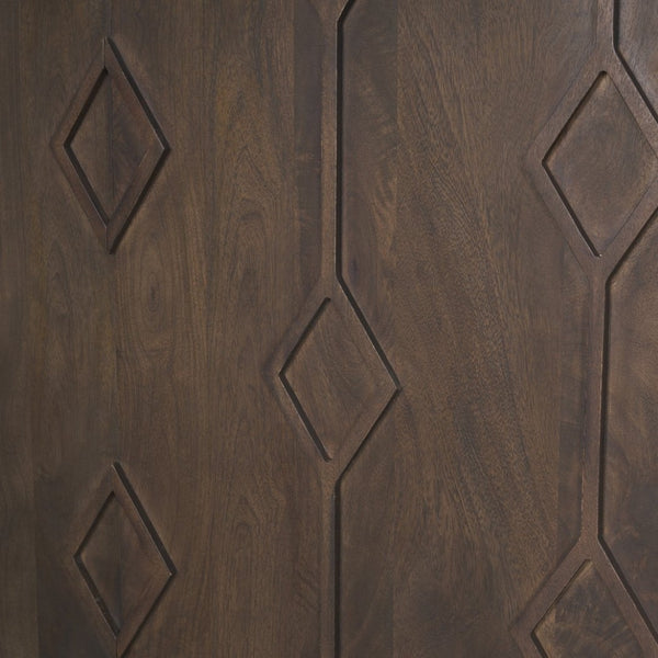 Mercana Heera Accent Cabinet with Diamond Motif Doors – Stylish Solid Wood Storage for Any Room Dark Brown 70645