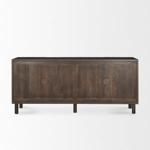 Mercana Heera Sideboard with Artisanal CNC-Carved Diamond Motif for Elegant Storage and Display Solutions Dark Brown 70646