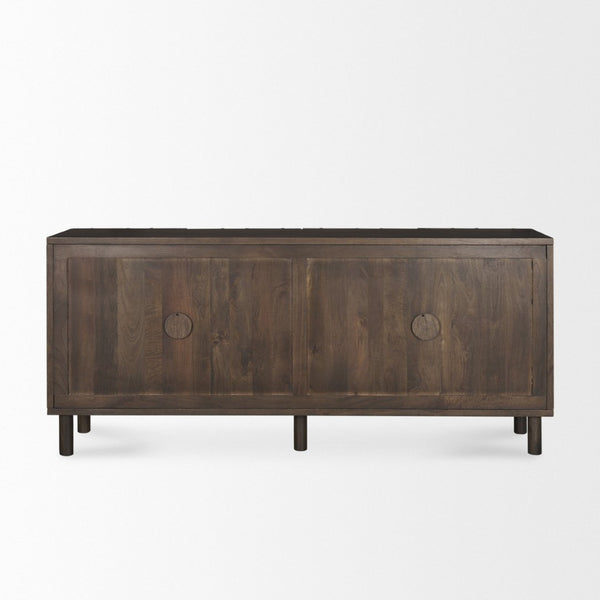 Mercana Heera Sideboard with Artisanal CNC-Carved Diamond Motif for Elegant Storage and Display Solutions Dark Brown 70646