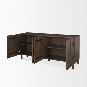 Mercana Heera Sideboard with Artisanal CNC-Carved Diamond Motif for Elegant Storage and Display Solutions Dark Brown 70646
