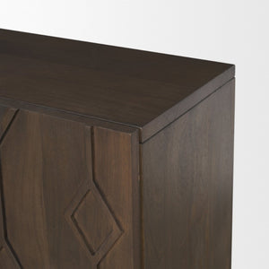 Mercana Heera Sideboard with Artisanal CNC-Carved Diamond Motif for Elegant Storage and Display Solutions Dark Brown 70646