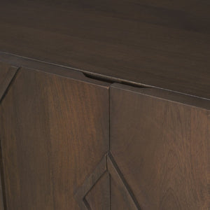 Mercana Heera Sideboard with Artisanal CNC-Carved Diamond Motif for Elegant Storage and Display Solutions Dark Brown 70646