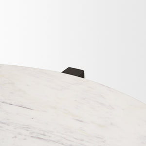 Mercana Bianca Round Marble Top Coffee Table - Elegant Banswara Design with Solid Wood Base for Living Spaces Dark Brown | Marble 70648-AB