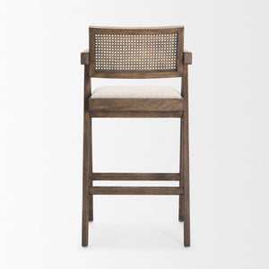 Mercana Indie Bar Stool with Cane Backrest – Modern Solid Ash Wood Design for Stylish Kitchen and Dining Spaces Medium Brown | Bar 70586