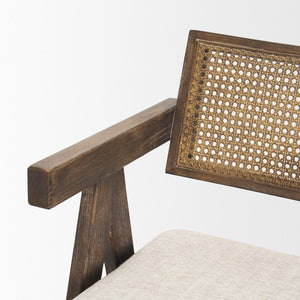 Mercana Indie Bar Stool with Cane Backrest – Modern Solid Ash Wood Design for Stylish Kitchen and Dining Spaces Medium Brown | Bar 70586