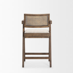 Mercana Indie Bar Stool with Cane Backrest – Modern Solid Ash Wood Design for Stylish Kitchen and Dining Spaces Medium Brown | Counter 70587