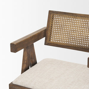 Mercana Indie Bar Stool with Cane Backrest – Modern Solid Ash Wood Design for Stylish Kitchen and Dining Spaces Medium Brown | Counter 70587