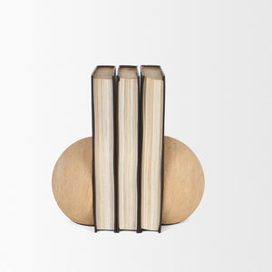 Mercana Rahmi Sculptural Orb Bookends - Elegant Curved Design for Modern & Rustic Home Decor, Warm Brown Accent 70700