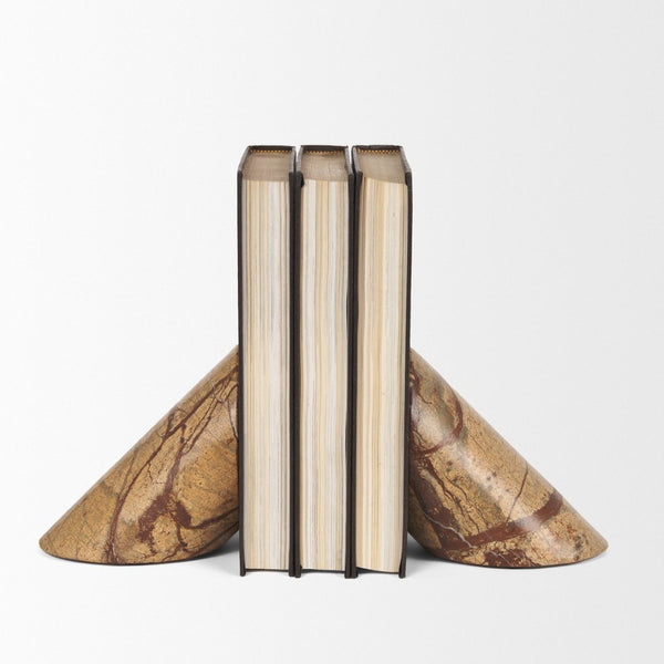 Mercana Rahima Sculptural Brown Forest Bookends - Unique Hand-Carved Design for Elegant Shelving Decor 70701