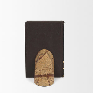 Mercana Rahima Sculptural Brown Forest Bookends - Unique Hand-Carved Design for Elegant Shelving Decor 70701