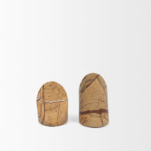 Mercana Rahima Sculptural Brown Forest Bookends - Unique Hand-Carved Design for Elegant Shelving Decor 70701