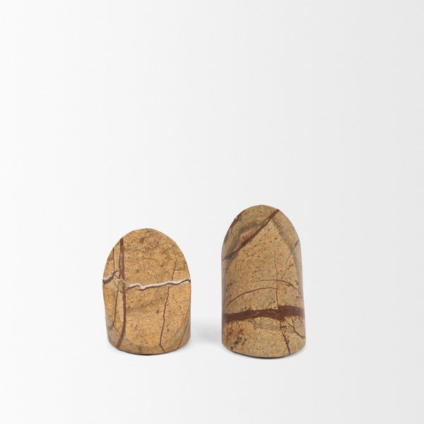 Mercana Rahima Sculptural Brown Forest Bookends - Unique Hand-Carved Design for Elegant Shelving Decor 70701