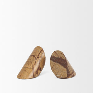 Mercana Rahima Sculptural Brown Forest Bookends - Unique Hand-Carved Design for Elegant Shelving Decor 70701