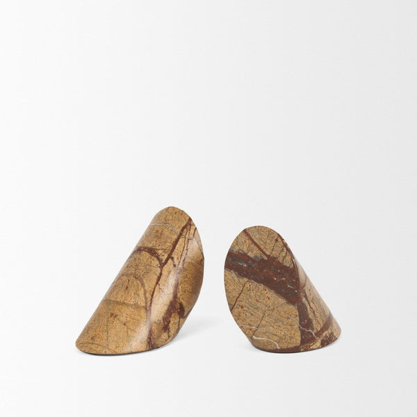 Mercana Rahima Sculptural Brown Forest Bookends - Unique Hand-Carved Design for Elegant Shelving Decor 70701