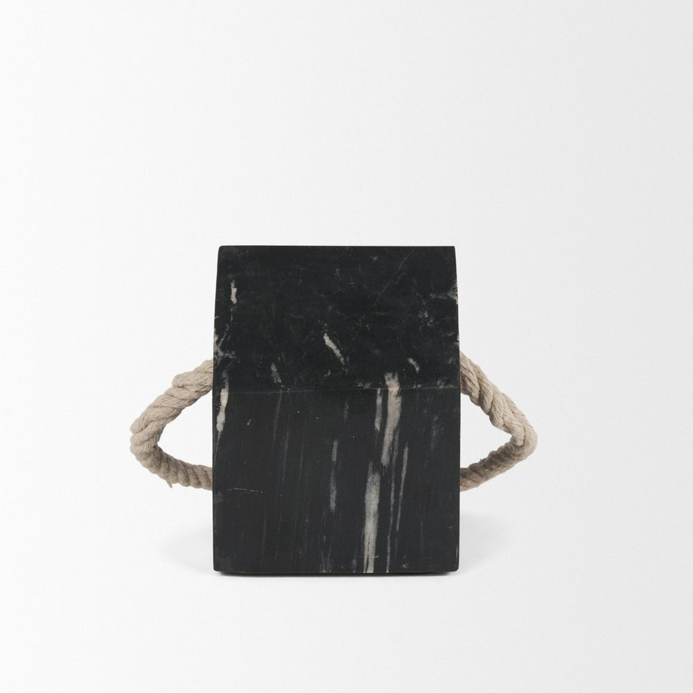 Mercana Raena Elegant Sculptural Door Stopper in Timeless Marble Design for Home Décor and Functionality Black Marble 70703