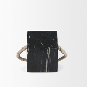 Mercana Raena Elegant Sculptural Door Stopper in Timeless Marble Design for Home Décor and Functionality Black Marble 70703