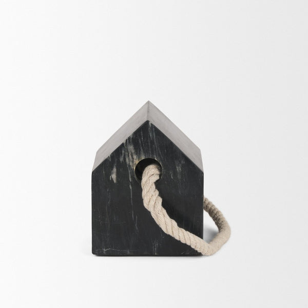 Mercana Raena Elegant Sculptural Door Stopper in Timeless Marble Design for Home Décor and Functionality Black Marble 70703