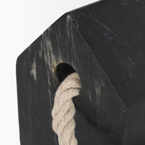 Mercana Raena Elegant Sculptural Door Stopper in Timeless Marble Design for Home Décor and Functionality Black Marble 70703