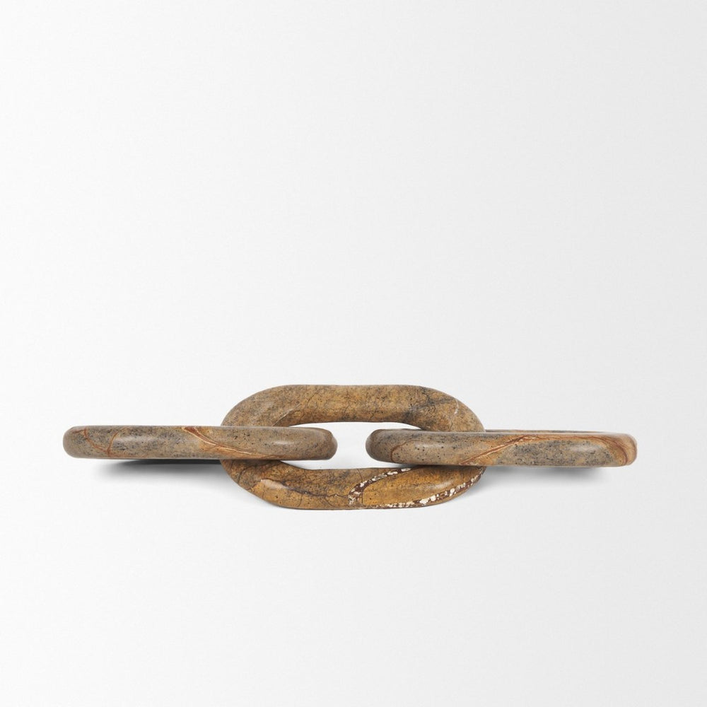 Mercana Reinir Decorative Chain Link in Handcrafted Red-Brown Marble – Sculptural Accent for Modern Spaces 70705